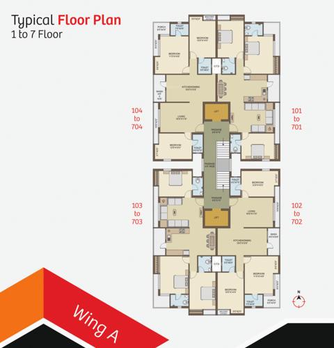  vallabh-nivas Wing A Cluster Plan from 1st to 7th Floor