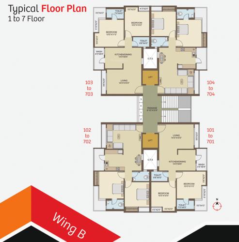  vallabh-nivas Wing B Cluster Plan from 1st to 7th Floor