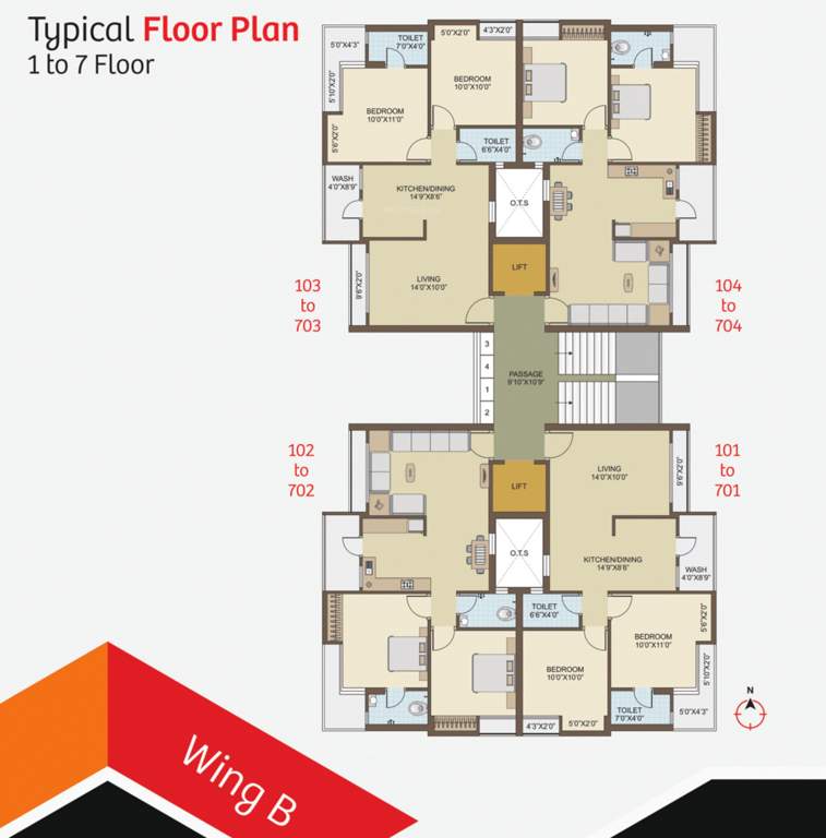  vallabh nivas Wing B Cluster Plan from 1st to 7th Floor