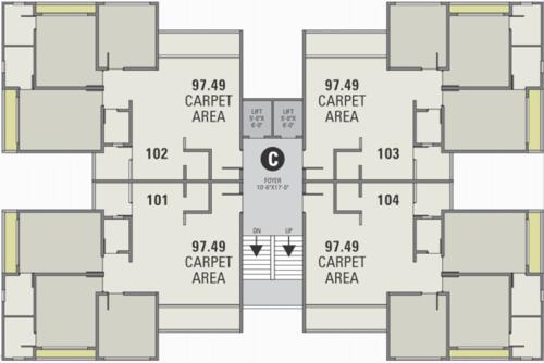  pratham-lakeview-c-ground-and-one-floor C Cluster Plan for 1st Floor
