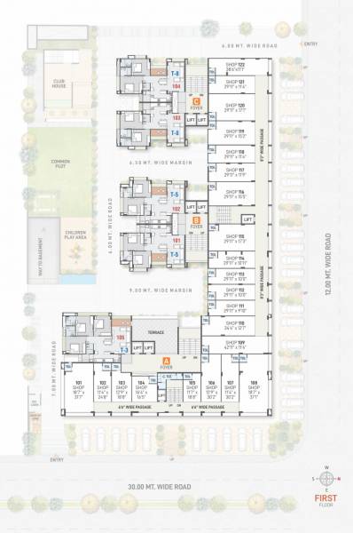  pratishtha-heights Tower A, B And C Cluster Plan for 1st Floor