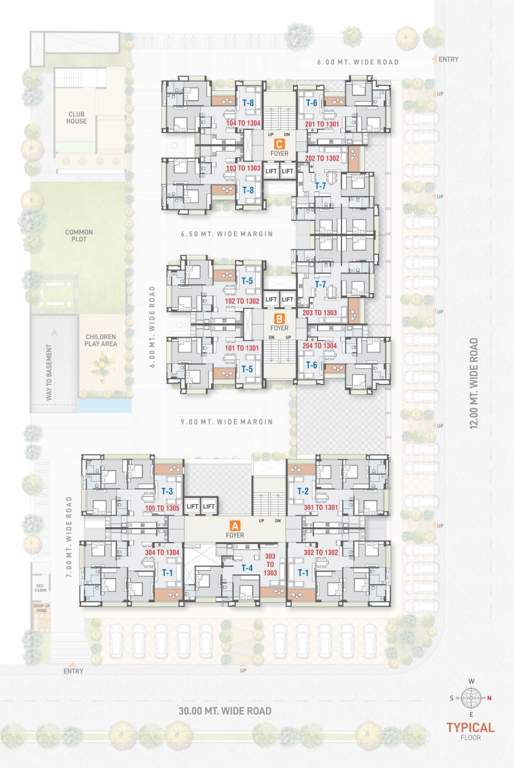  pratishtha heights Tower A, B And C Cluster Plan from 4th to 13th Floor