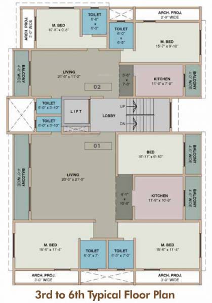  patels-emerald Patels Emerald Cluster Plan from 3rd to 6th Floor