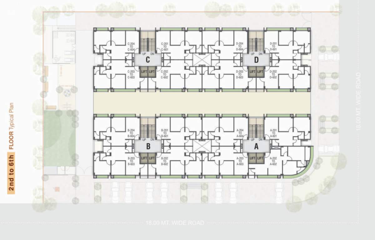  residency Tower A, B, C And D Cluster Plan from 2nd to 6th Floor