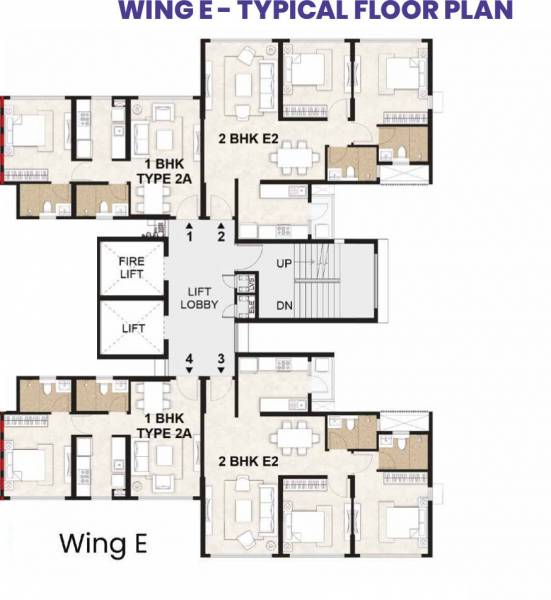  alcove-wing-d-and-e Tower E Typical Cluster Plan