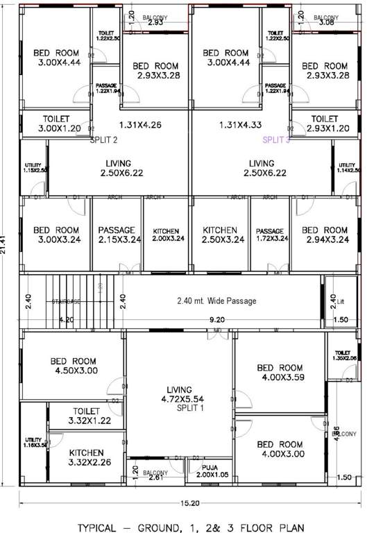  sai gowtham residency Sai Gowtham Residency Cluster Plan from 1st to 3rd Floor