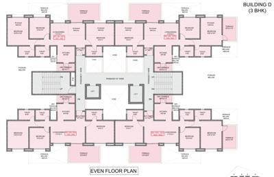 Kohinoor Grandeur D Wing Cluster Plan for Even Floor kohinoor-grandeur Kohinoor Grandeur D Wing Cluster Plan for Even Floor