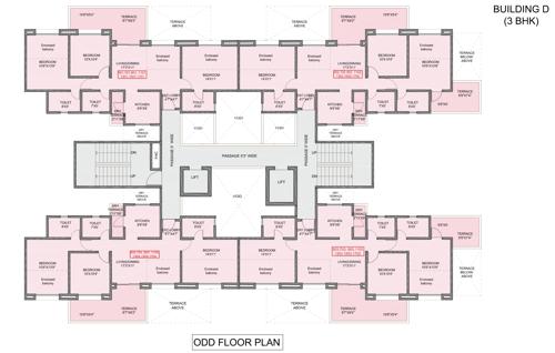  kohinoor-grandeur Kohinoor Grandeur D Wing Cluster Plan for Odd Floor