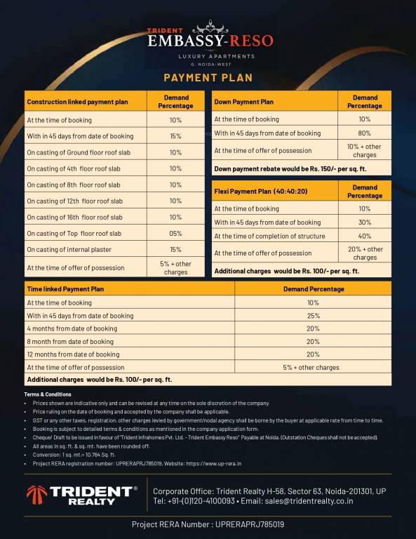 embassy-reso Construction Linked Payment (CLP) Payment Plan