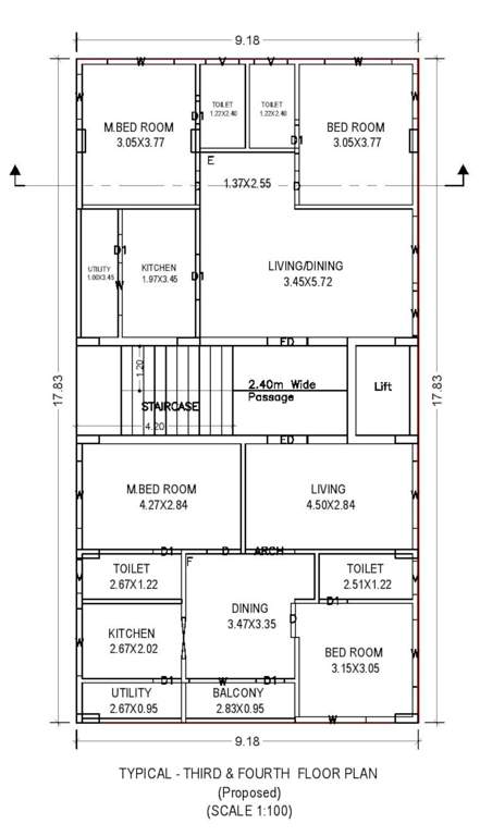  sri sai srinivasa royal homes Sri Sai Srinivasa Royal Homes Cluster Plan from 3rd to 4th Floor