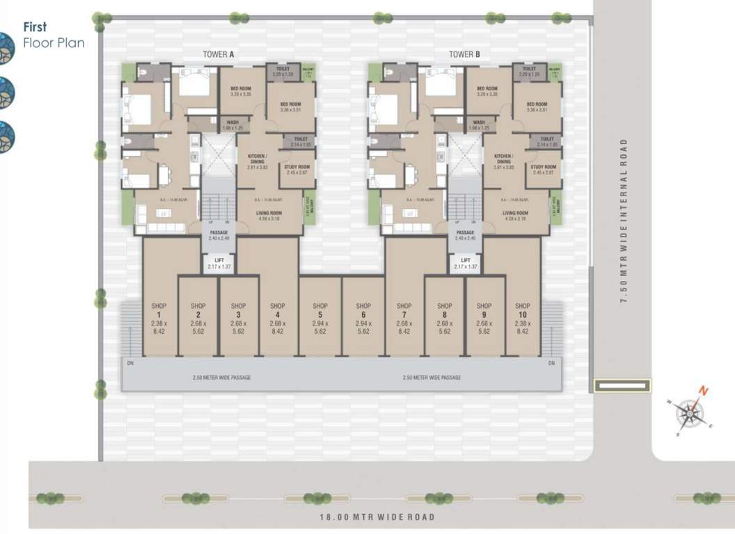 vraj villa tower a and b Tower A And B Cluster Plan for 1st Floor