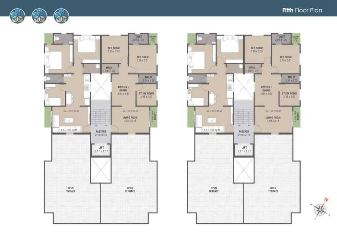 vraj villa tower a and b Tower A And B Cluster Plan for 5th Floor