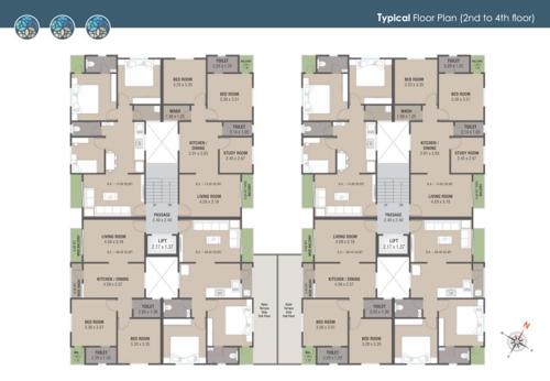 Tower A And B Cluster Plan from 2nd to 4th Floor vraj-villa-tower-a-and-b Tower A And B Cluster Plan from 2nd to 4th Floor