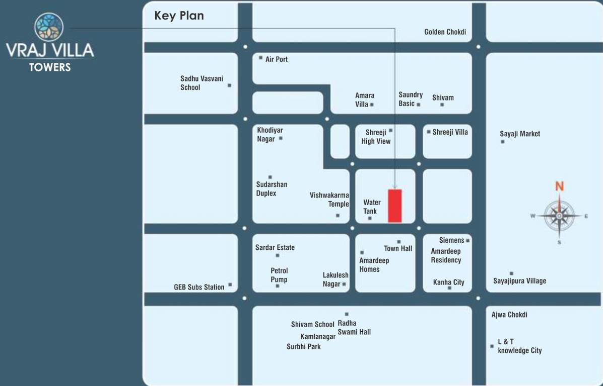 vraj villa tower a and b Location Plan
