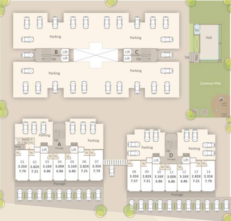 pearl heights Tower A, B, C & D Cluster Plan for ground Floor