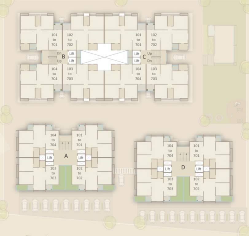 pearl heights Tower A, B, C & D Cluster Plan from 1st to 7th Floor