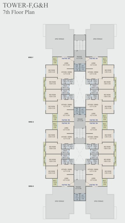 bliss Tower F, G And H Cluster Plan for 7th Floor