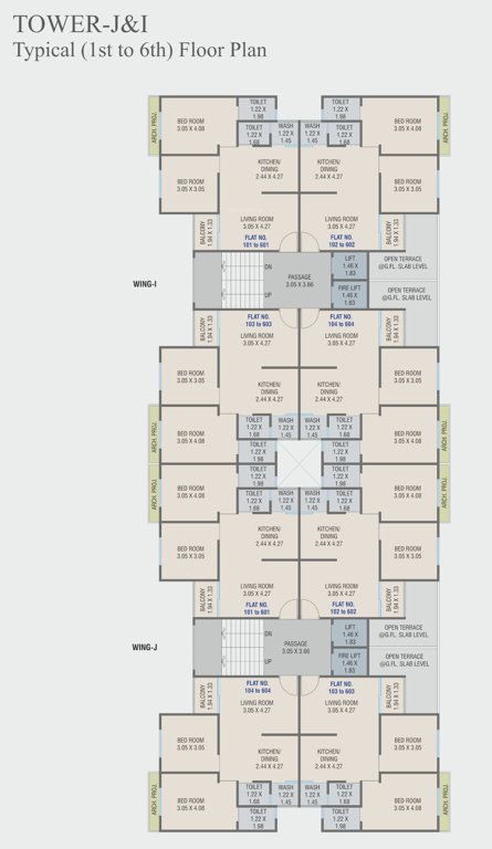 bliss Tower J And I Cluster Plan from 1st to 6th Floor