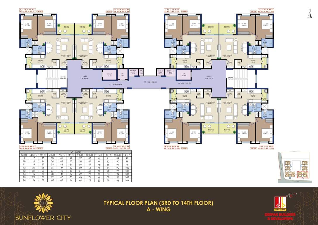  sunflower city Building No, 1 Cluster Plan from 3rd to 14th Floor