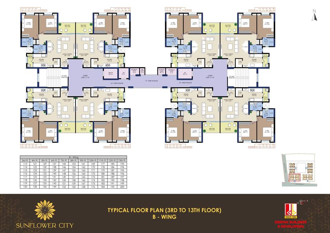  sunflower city Building No, 2 Cluster Plan from 3rd to 13th Floor