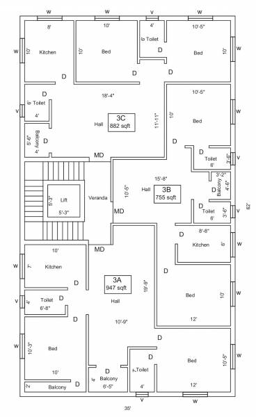  ss-srirams SS Srirams Cluster Plan For 3rd Floor