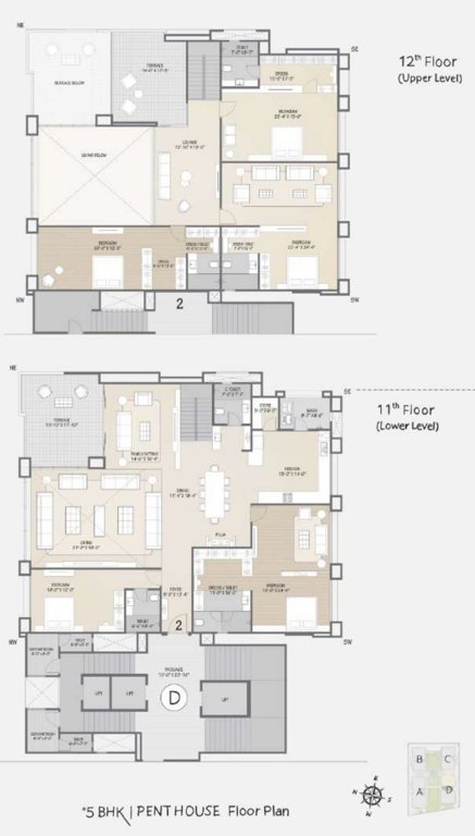 siddhanta Tower D Cluster Plan from 11th to 12th Floor