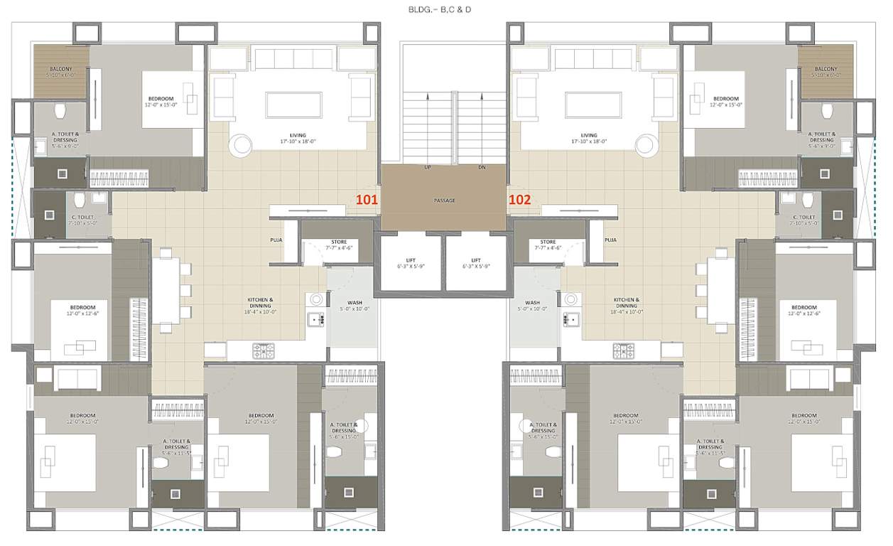  the capital phase 1 Tower B, C And D Cluster Plan from 1st to 14th Floor