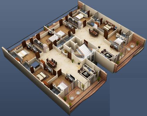  cresent-floors Cresent Floors 3D Cluster Plan from 1st to 4th Floor