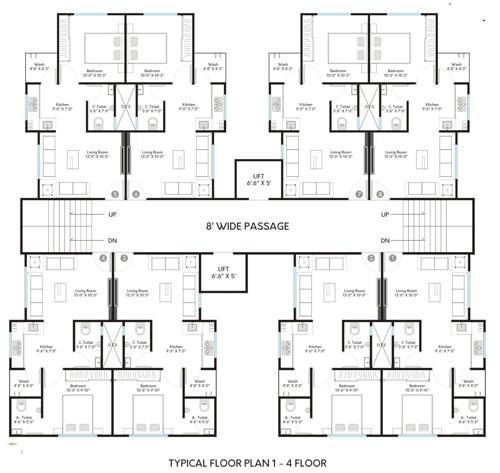 Ashta Vinayak Residency Cluster Plan from 1st to 4th Floor ashta-vinayak-residency Ashta Vinayak Residency Cluster Plan from 1st to 4th Floor