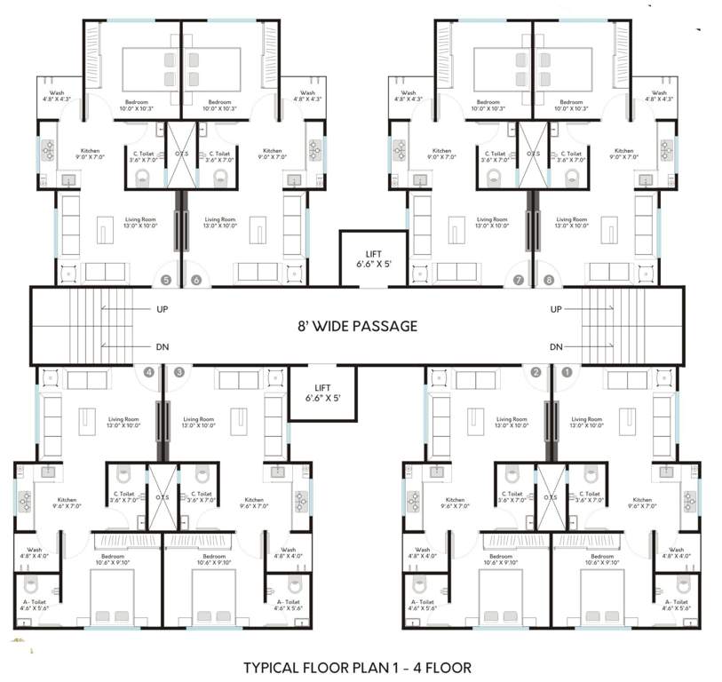  ashta vinayak residency Ashta Vinayak Residency Cluster Plan from 1st to 4th Floor