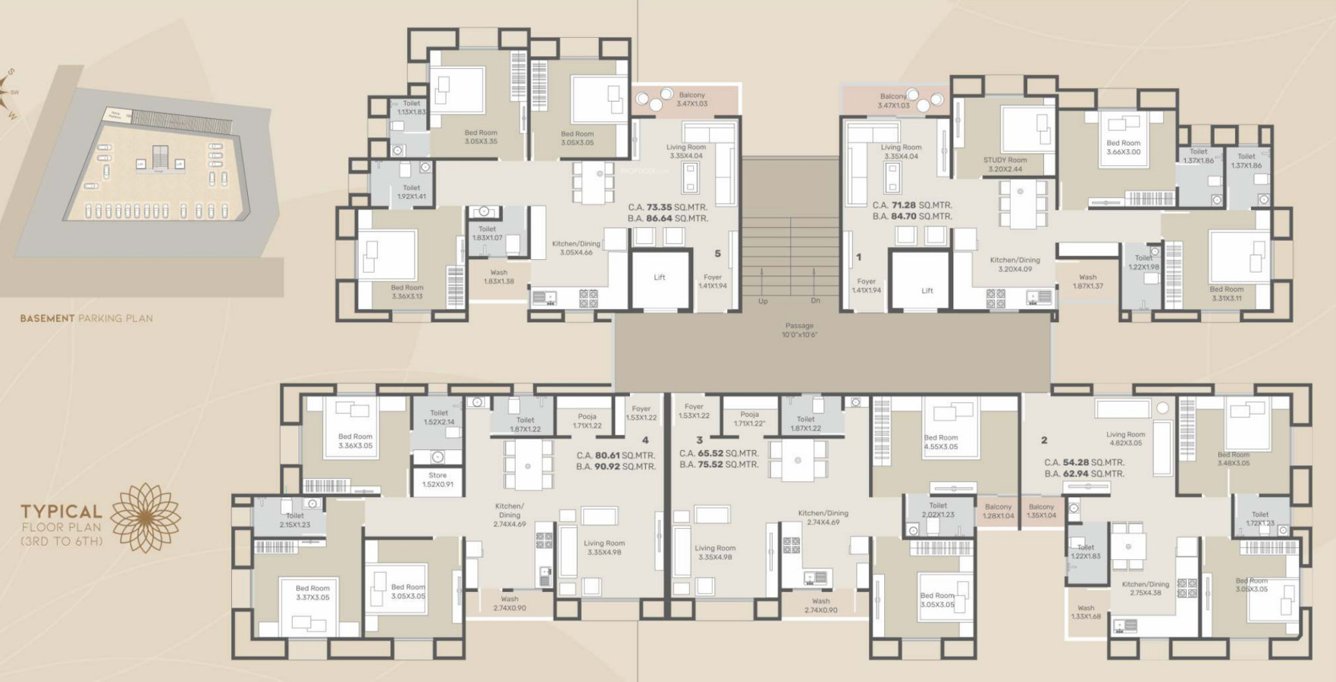 sharnam arcade Sharnam Arcade Cluster Plan from 3rd to 6th Floor