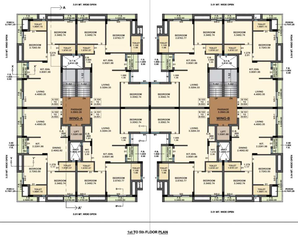 race course residency Tower A And B Cluster Plan from 1st to 5th Floor