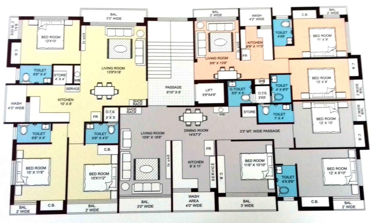 krupa nidhi Tower A And B 2D Cluster Plan from 1st to 5th Floor