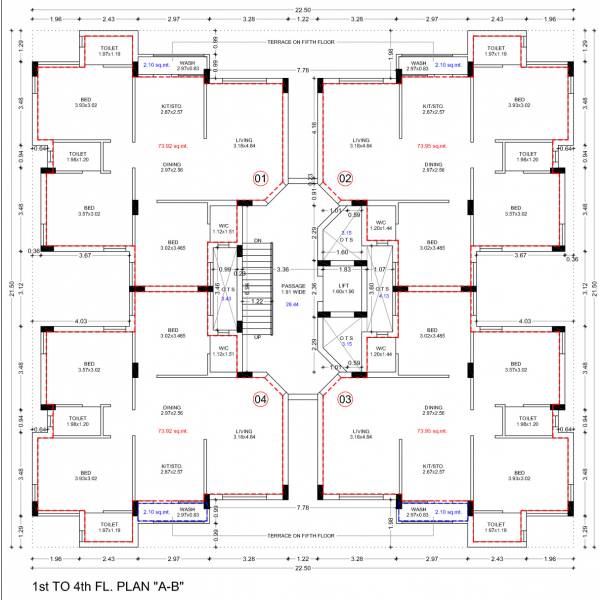 BLOCK A,B Cluster Plan from 1st to 4th Floor nivas BLOCK A,B Cluster Plan from 1st to 4th Floor