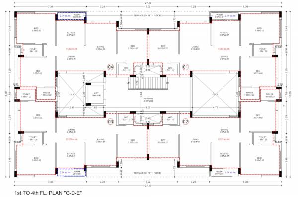 BLOCK C,D,E Cluster Plan from 1st to 4th Floor nivas BLOCK C,D,E Cluster Plan from 1st to 4th Floor