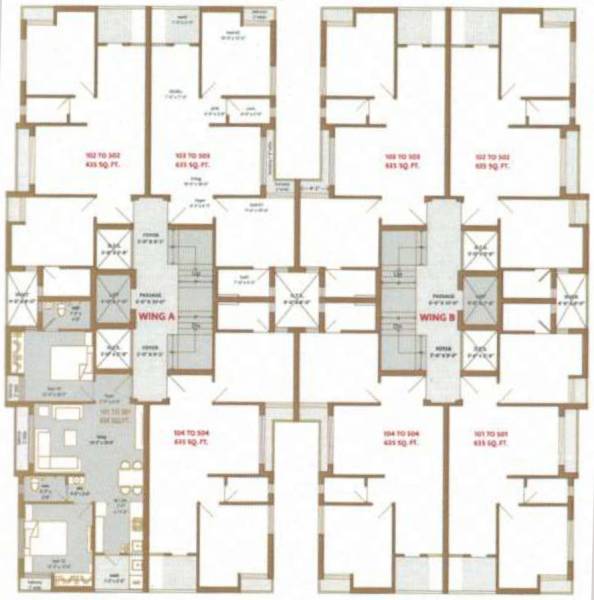  aangan Wing A,B Cluster Plan from 1st to 5th Floor