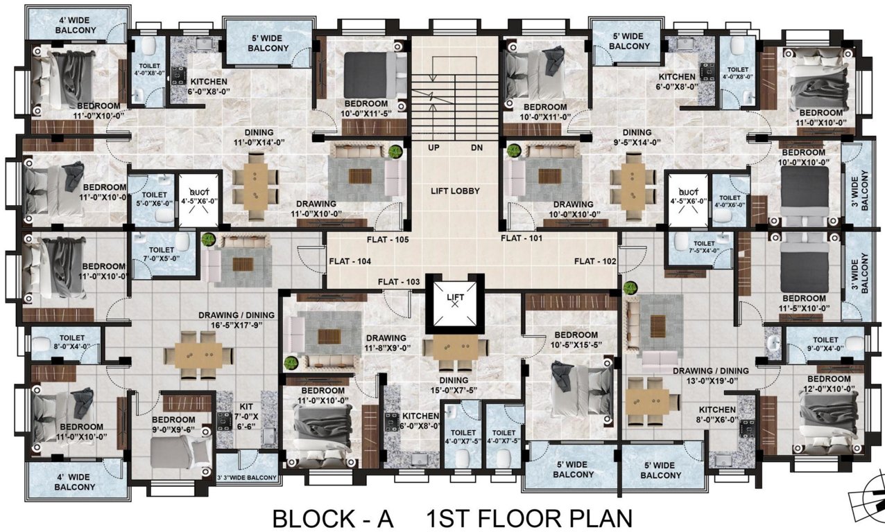  royal saroj residency Block A Cluster Plan For 1st Floor