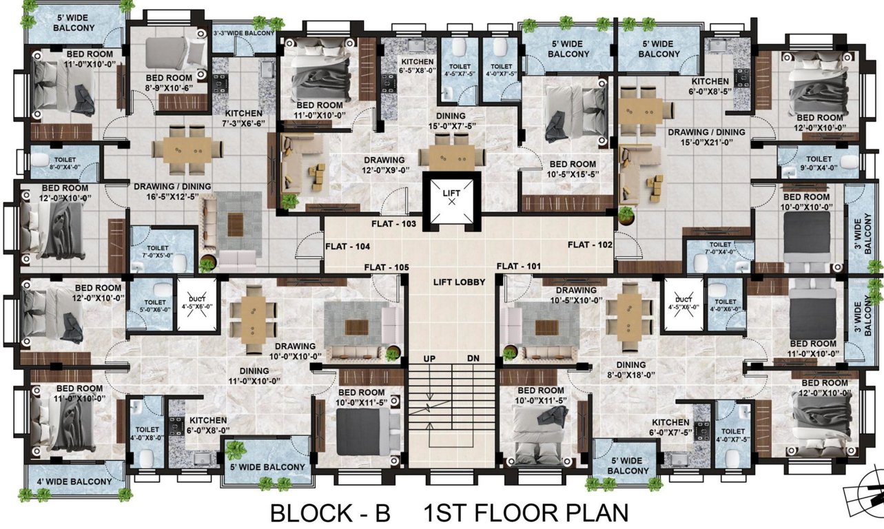  royal saroj residency Block B Cluster Plan For 1st Floor
