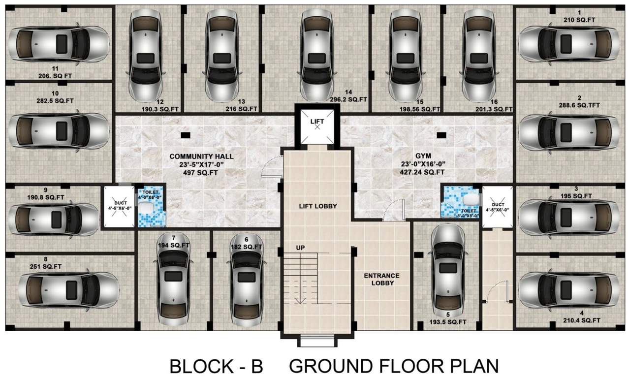  royal saroj residency Block B Cluster Plan For Ground Floor