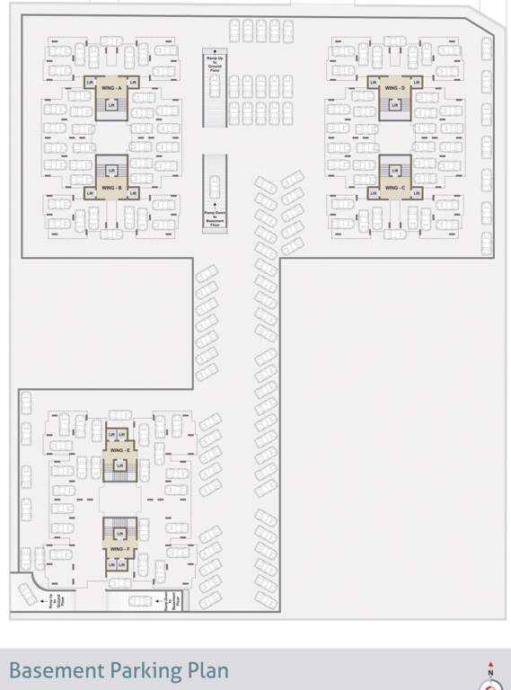  heights Wing A, B, C, D, E & F Cluster Plan For Basement Floor