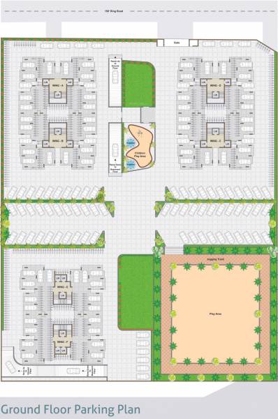  heights Wing A , B, C, D, E & F Cluster Plan for ground Floor