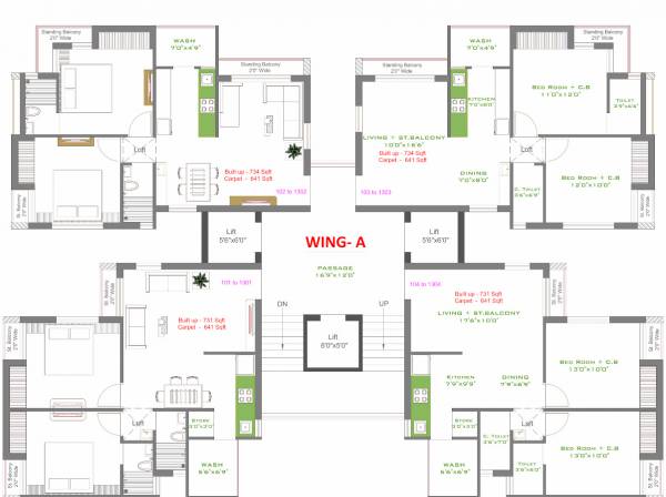  heights Wing A Cluster Plan from 1st to 13th Floor