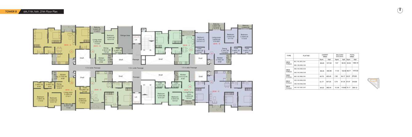  shangrila phase 2 Tower B Cluster Plan For 6, 11, 16, 21 Floors