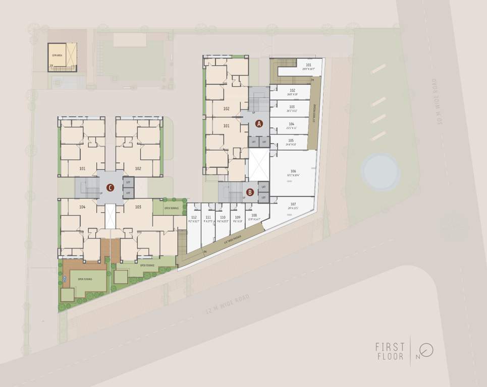  magnate luxuria Tower A, B And C Cluster Plan for 1st Floor