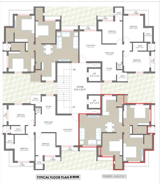 savan surface serena Tower A, B, C And D Cluster Plan from 1st to 15th Floor