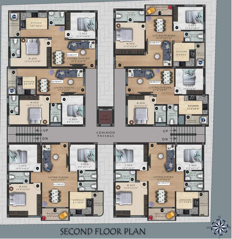  vijay and vinay Viva Vijay And Vinay Cluster Plan for 2nd Floor