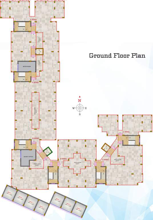  residency A, B And C Wing Cluster Plan for ground Floor