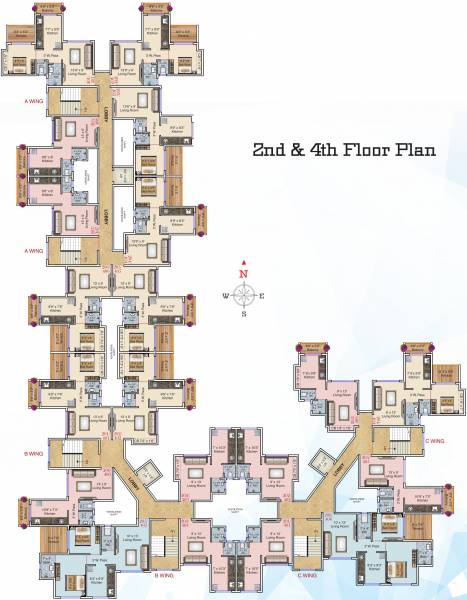  residency A, B And C Wing Cluster Plan from 2nd And 4th Floor