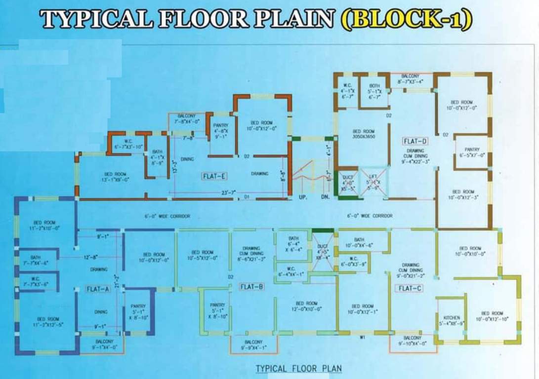  apartment Bidisha Niketan Apartment Cluster Plan from 1st to 4th Floor