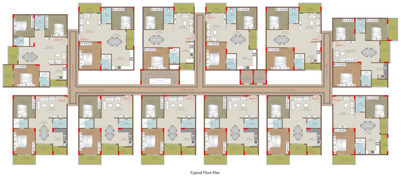  anees enclave Cluster Plan for Typical Floor